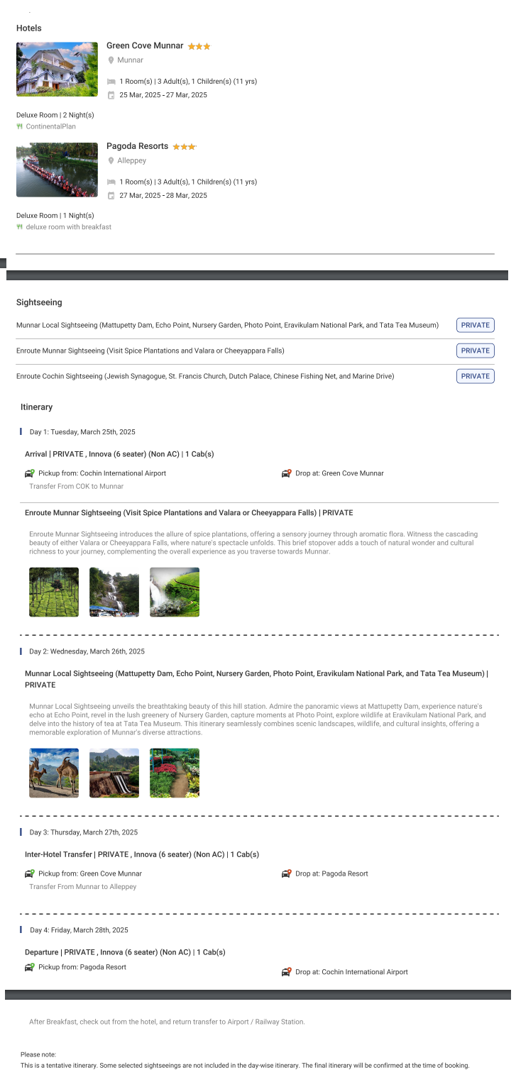 Kerala 3N4D Kerala Holiday Package - RideNow Holidays