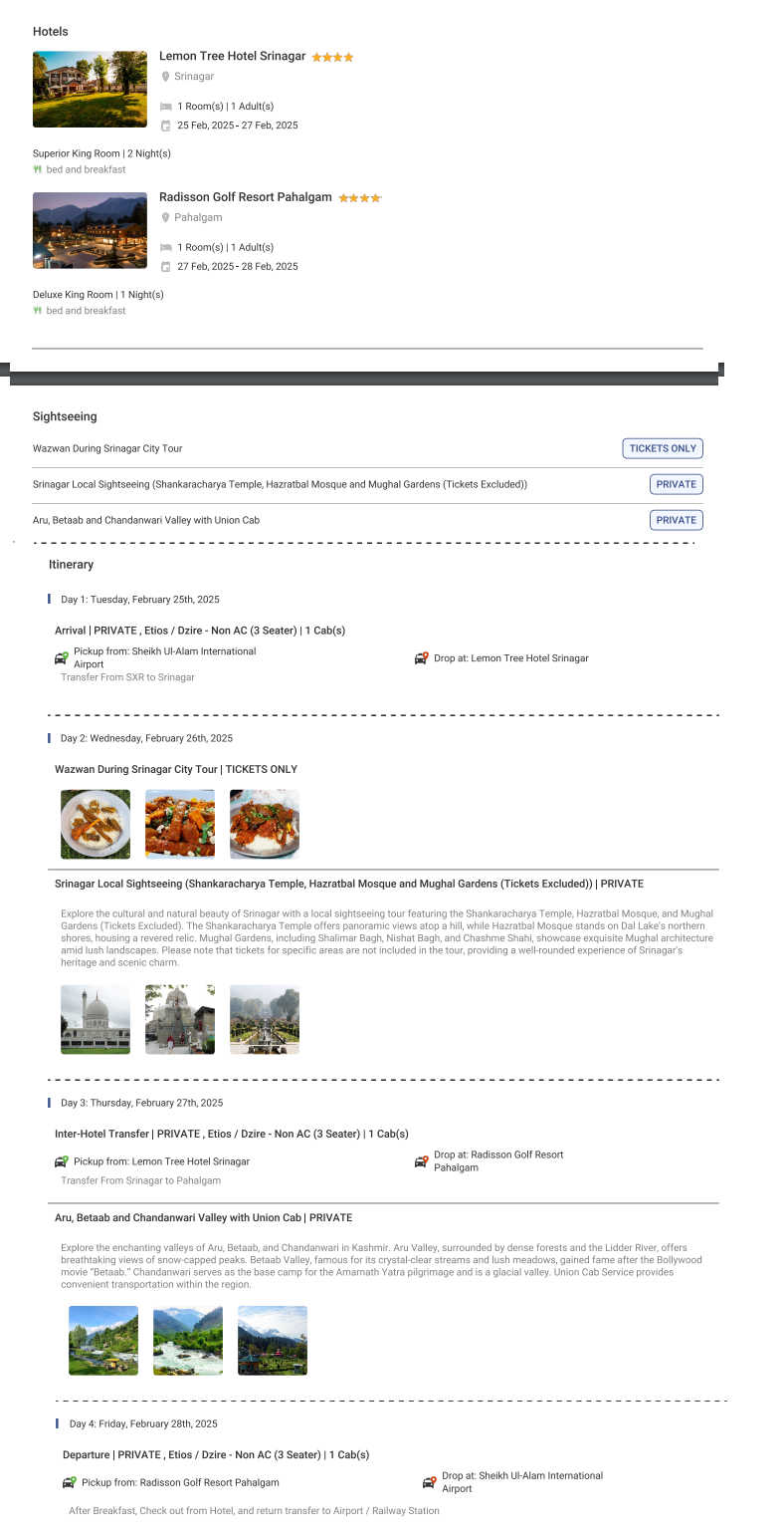 4 D 5 N Kashmir - RideNow Holidays
