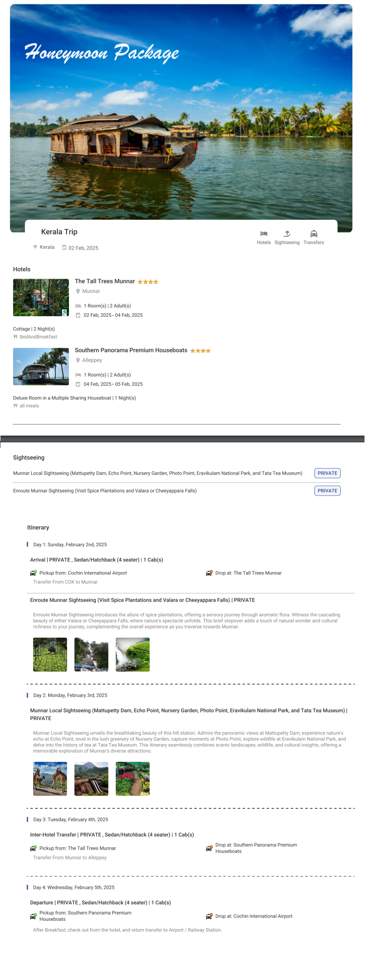 Kerala Honeymoon Package 3N4D Kerala Holiday Package - RideNow Holidays