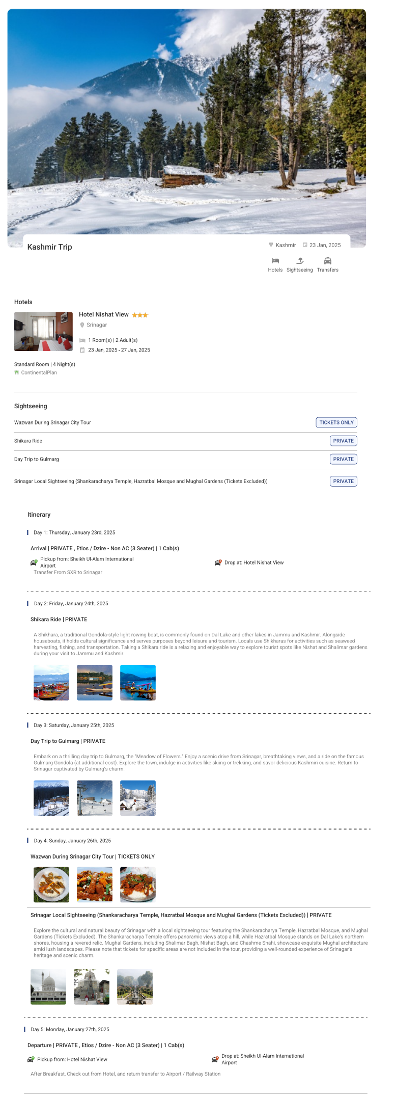 Kashmir 4N5D Kashmir Holiday Package - RideNow Holidays