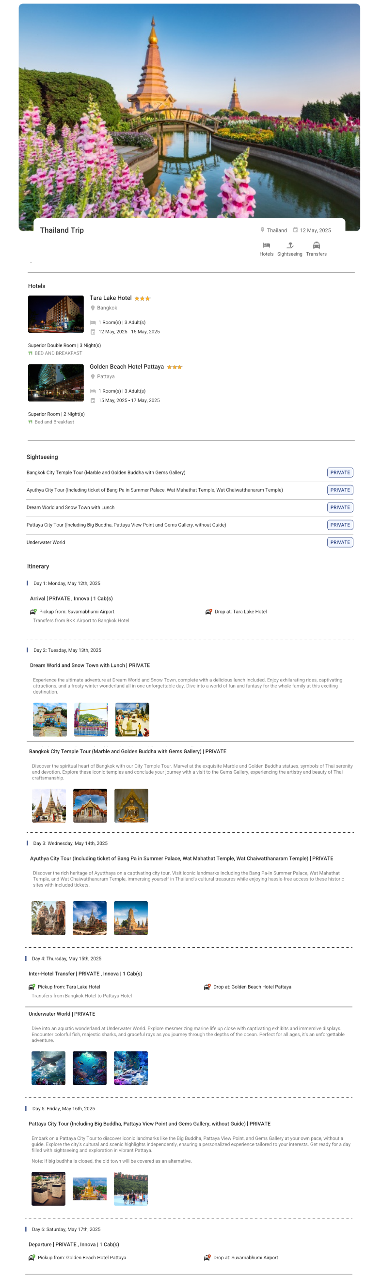 Thailand 5N6D3 Adults , 1 Room 3 Star Hotel With Breakfast and All Transfers Thailand Holiday Package - RideNow Holidays