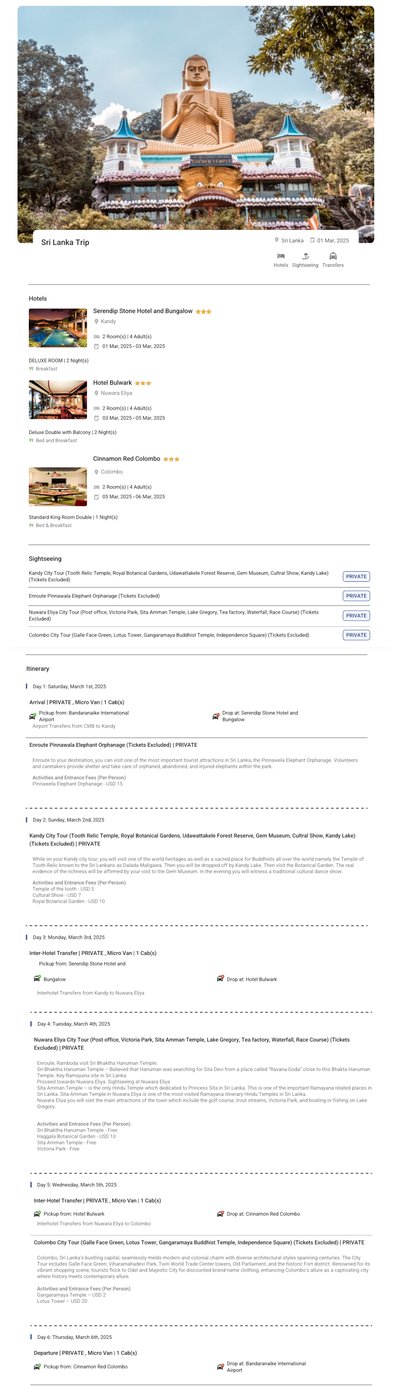 Sri Lanka 5N6D4 Adults, 2 rooms , 3 Star Hotel with Transfers Sri Lanka Holiday Package - RideNow Holidays