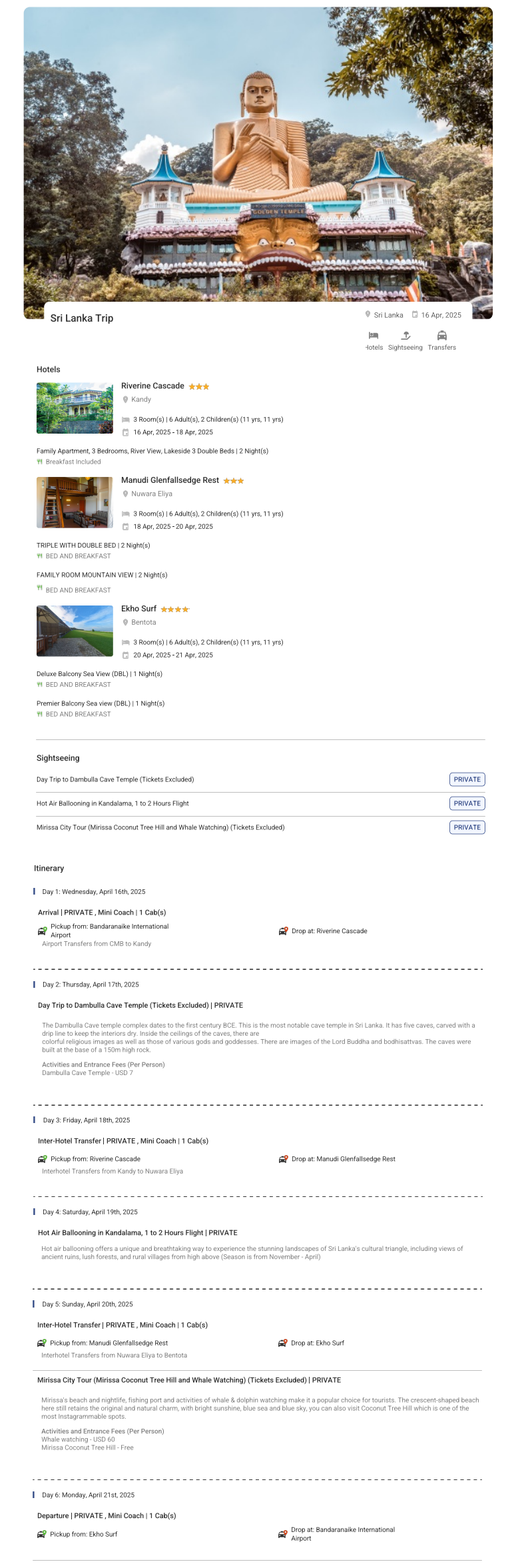 Sri Lanka 5N6D Sri Lanka Holiday Package - RideNow Holidays