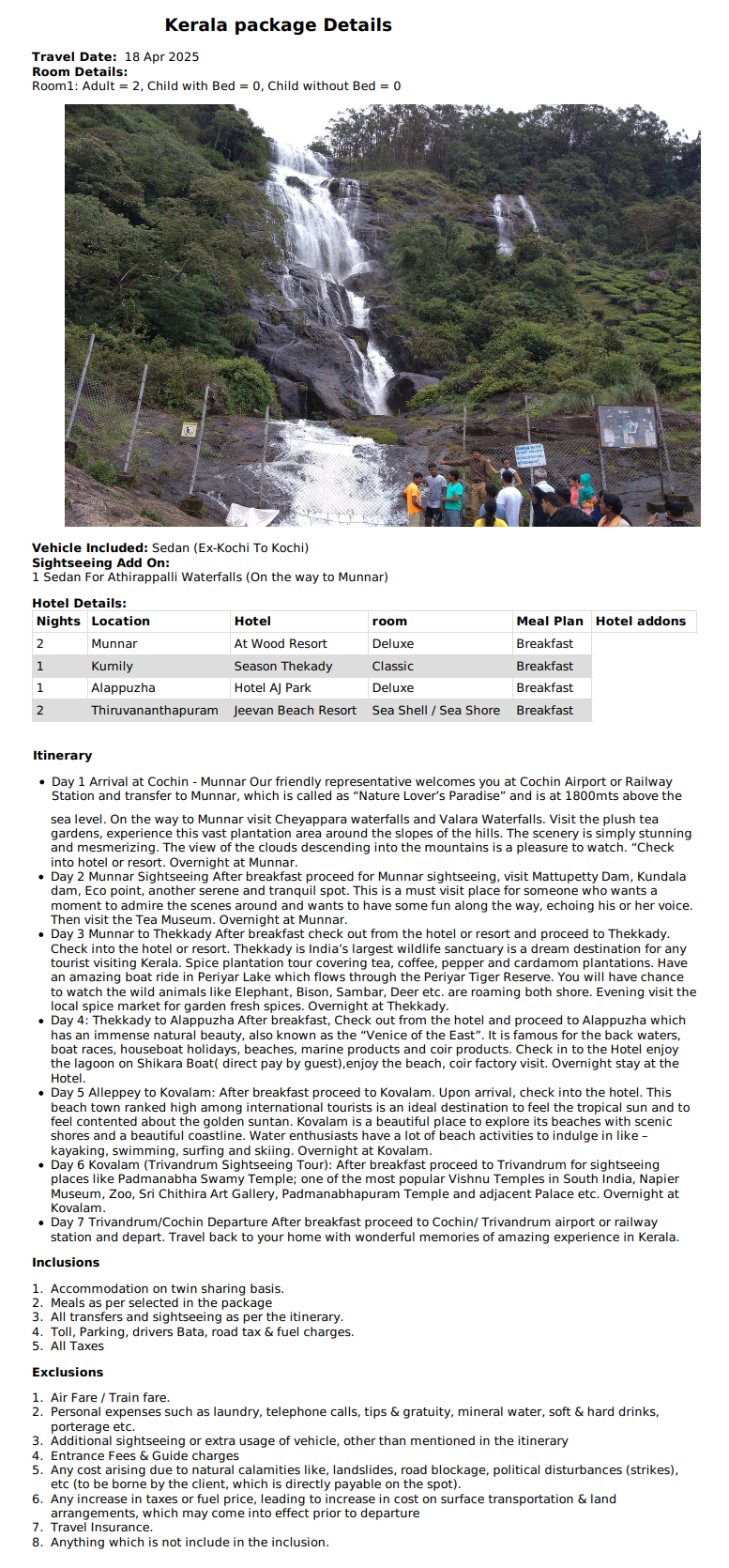Kerala 6N7D Kerala Holiday Package - RideNow Holidays