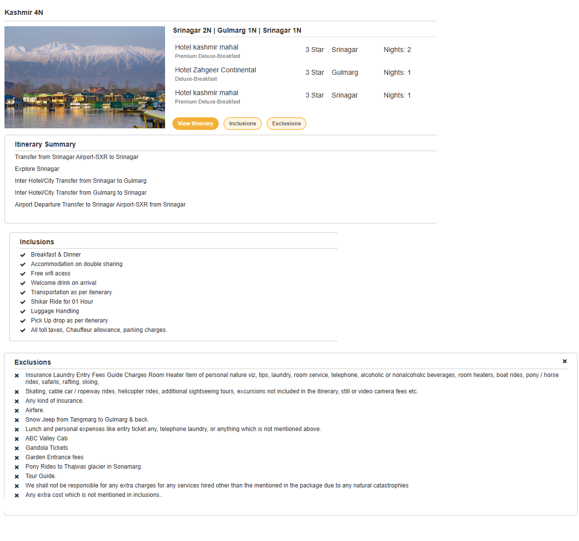 Kashmir 4N5D Kashmir Holiday Package - RideNow Holidays