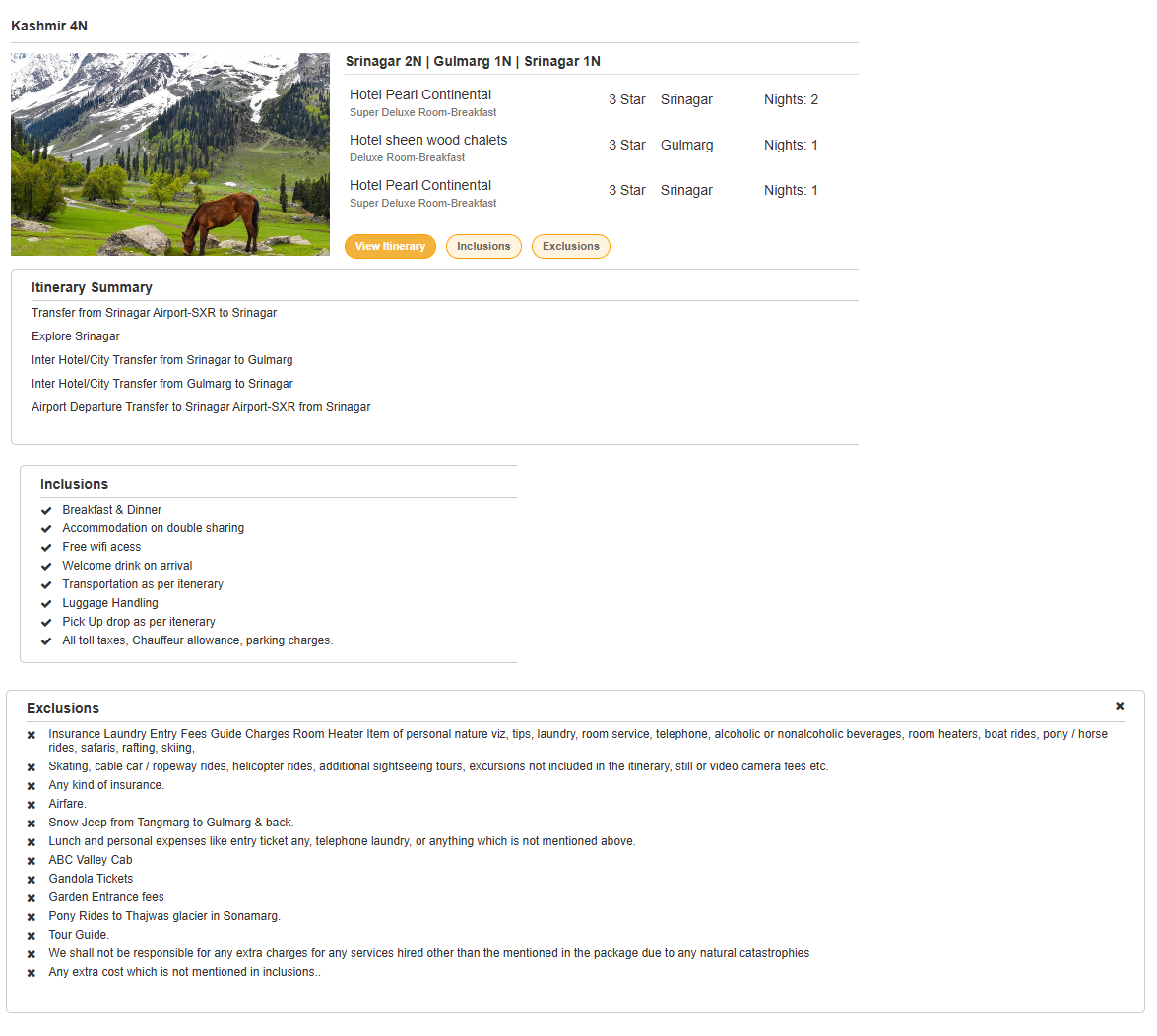 Kashmir 4N5D Kashmir Holiday Package - RideNow Holidays