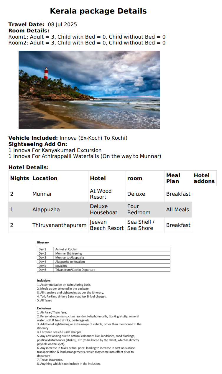 Kerala 5N6D Kerala Holiday Package - RideNow Holidays