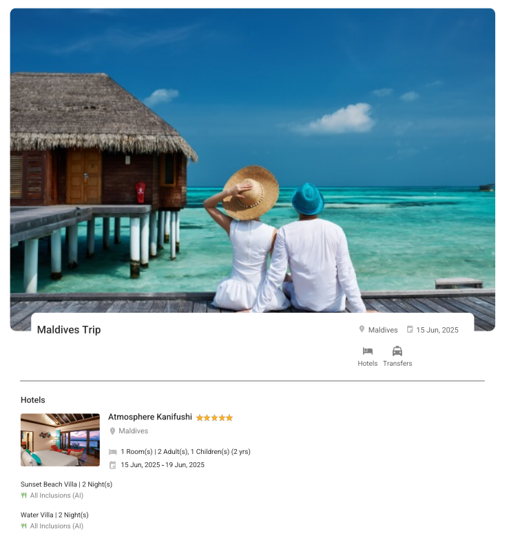 Maldives 4N5D2 Adults + 1 kid(2yrs), 1 Room with All Meals , 5 Star Hotel with Transfers Maldives Holiday Package - RideNow Holidays