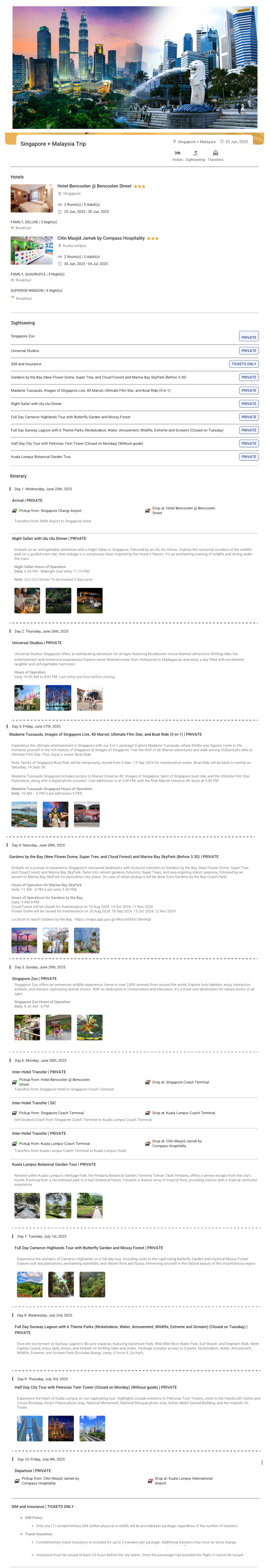 SINGAPORE + MALAYSIA 9N10D5 Adults , 2 Rooms with Breakfast , 3 Star Hotel with Transfers Singapore Holiday Package - RideNow Holidays
