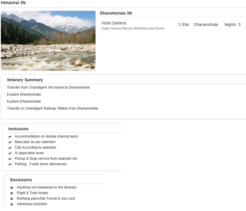 Himachal 3N4D2 Adults, 1 Room with Breakfast and Dinner, 3 Star Hotel with Transfers Himachal Holiday Package - RideNow Holidays