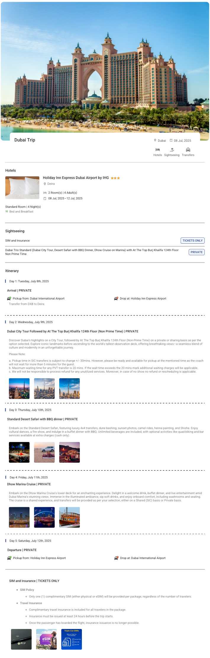 Dubai 4N5D4 Adults, 2 Rooms with Breakfast, 3 Star Hotel with Transfers Dubai Holiday Package - RideNow Holidays