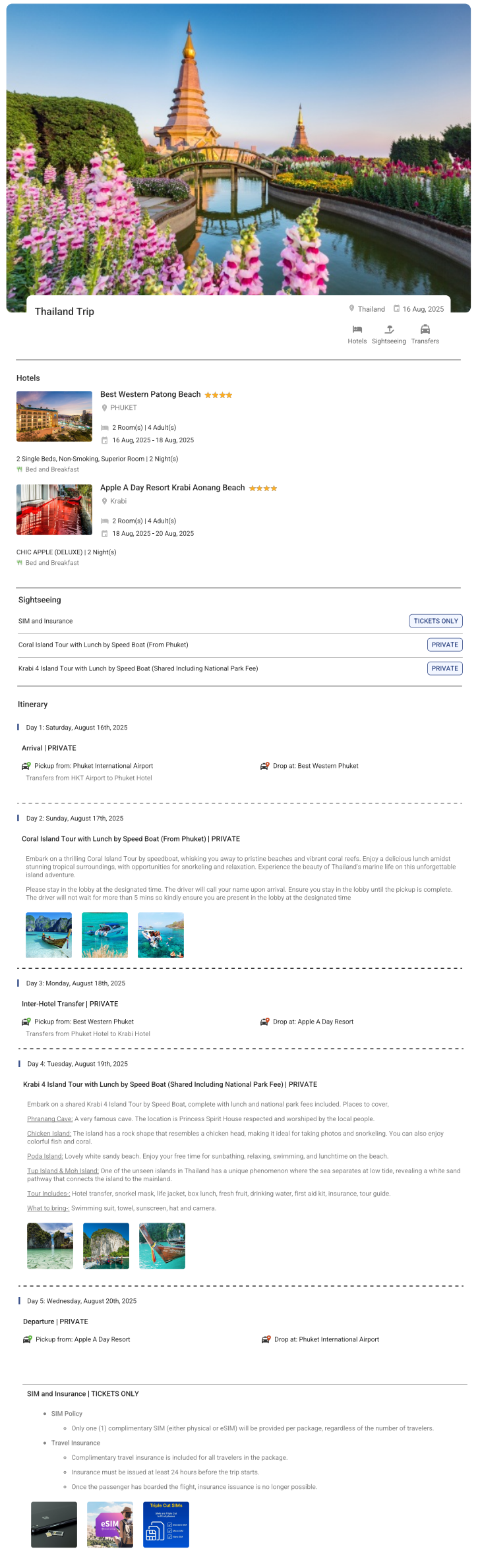 Thailand 4N5D4 Adults, 2 Rooms with Breakfast, 4 Star Hotel with Transfers Thailand Holiday Package - RideNow Holidays