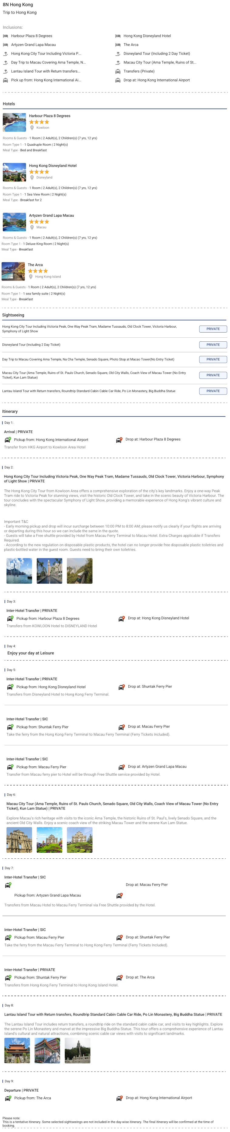 Hong Kong 8 N 9 D(7 yrs,12 yrs) – 8 Nights / 9 Days - RideNow Holidays