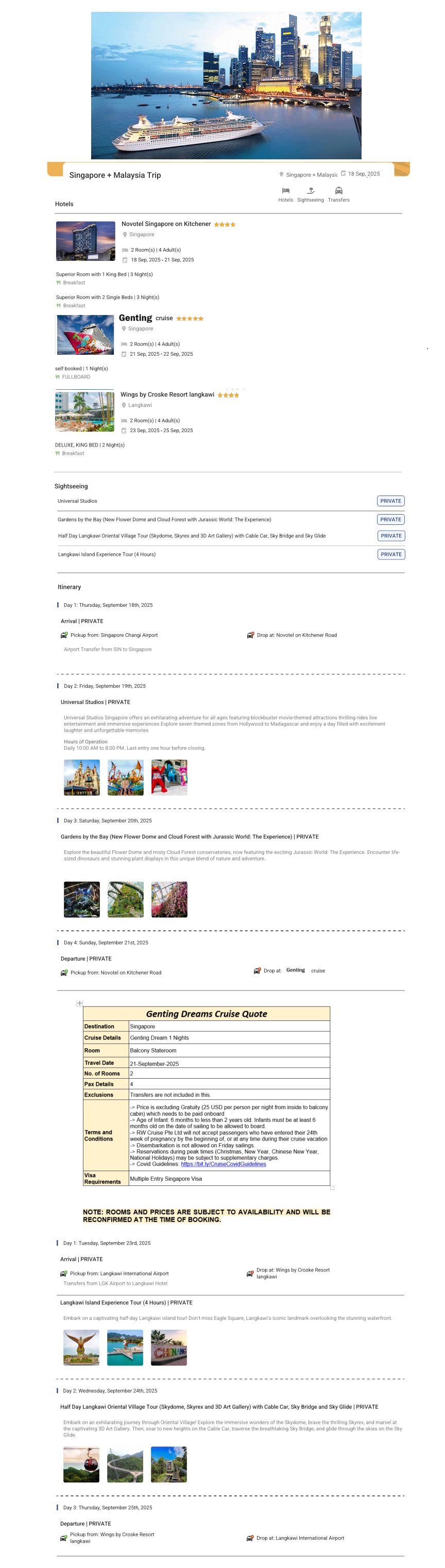Singapore + Genting Cruise +Malaysia 7 N 8 D, Hotel – 7 Nights / 8 Days - RideNow Holidays
