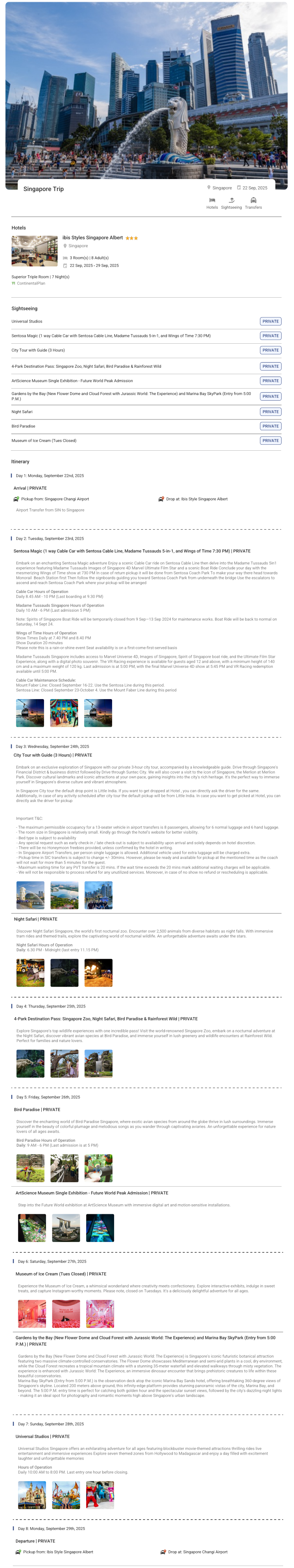 Singapore 7N8D8 Adults, 3 Rooms with Breakfast , 3 Star Hotel with Transfers Singapore Holiday Package - RideNow Holidays