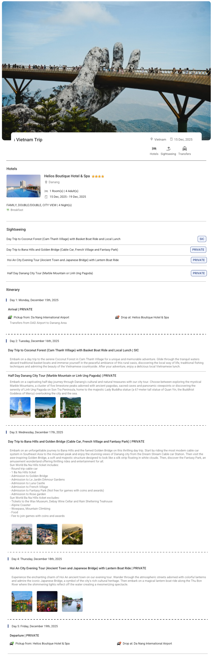 Vietnam 4N5D4 Adults, 1 Family Room with Breakfast, 4 Star Hotel with Transfers Vietnam Holiday Package - RideNow Holidays