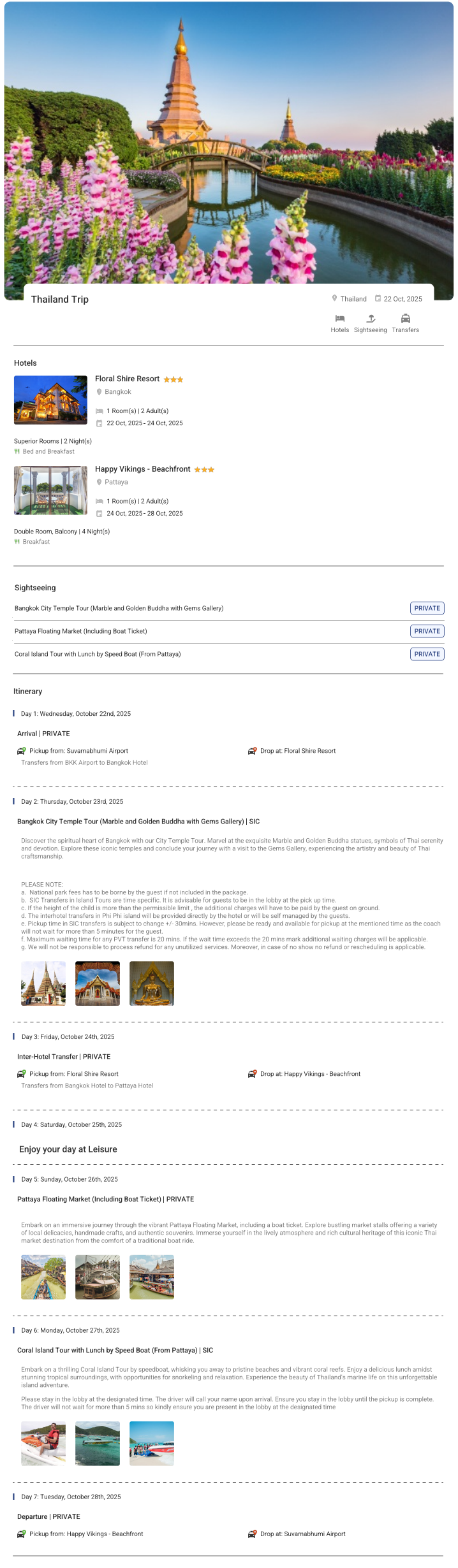 Thailand 6N7D Thailand Holiday Package - RideNow Holidays
