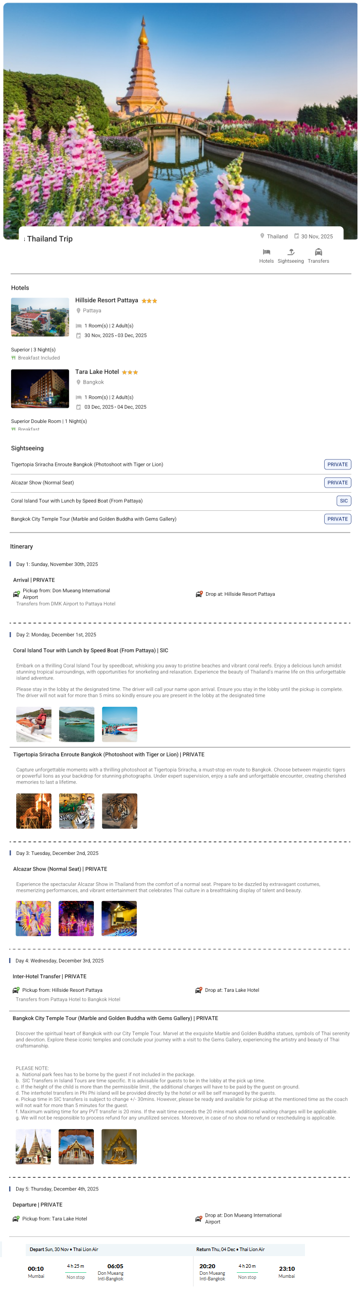 Thailand 4N5D2 Adults, 1 Room with Breakfast, 3 Star Hotel with Transfers and Flight(2 Adults Econom Thailand Holiday Package - RideNow Holidays