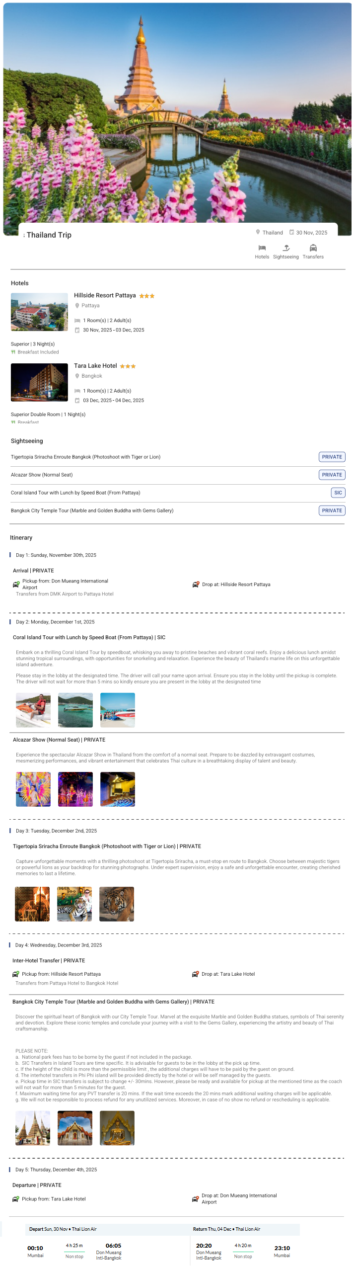 Thailand 4N5D2 Adults, 1 Room with Breakfast, 3 Star Hotel with Transfers and Flight(2 Adults Econom Thailand Holiday Package - RideNow Holidays