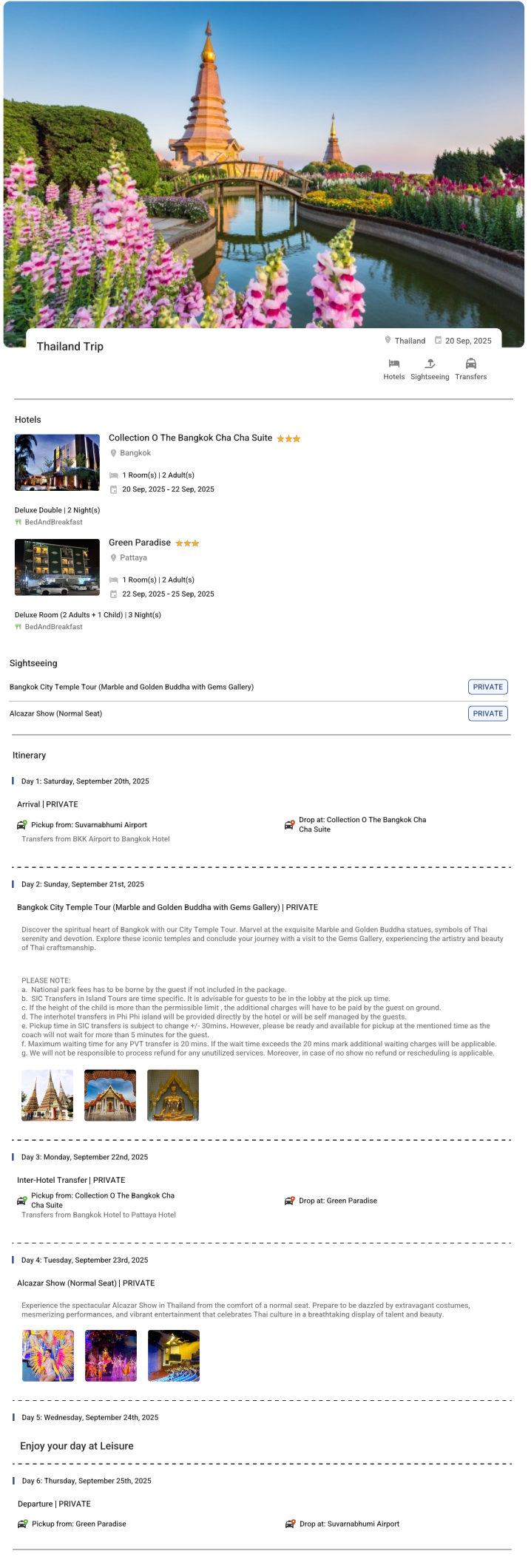 Thailand 5N6D2 Adults , 1 Room with Breakfast, 3 Star Hotel with Transfers Thailand Holiday Package - RideNow Holidays