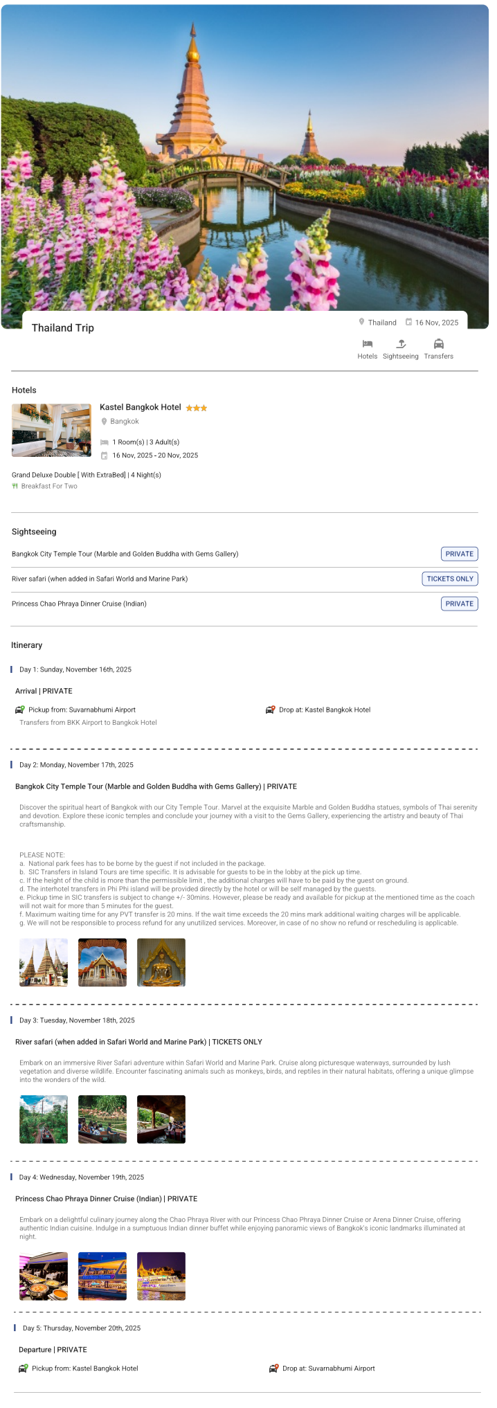 Thailand 4N5D3 Adults, 1 Room with Breakfast, 3 Star Hotel with Transfers Thailand Holiday Package - RideNow Holidays