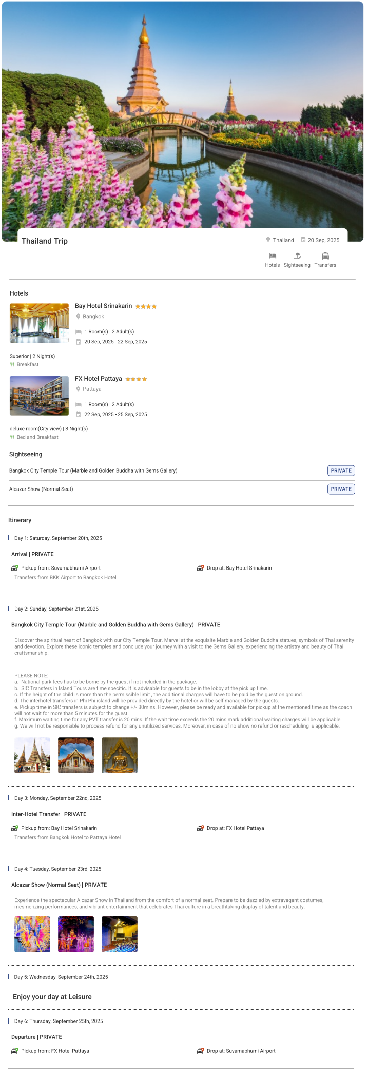 Thailand 5N6D2 Adults , 1 Room with Breakfast, 4 Star Hotel with Transfers Thailand Holiday Package - RideNow Holidays
