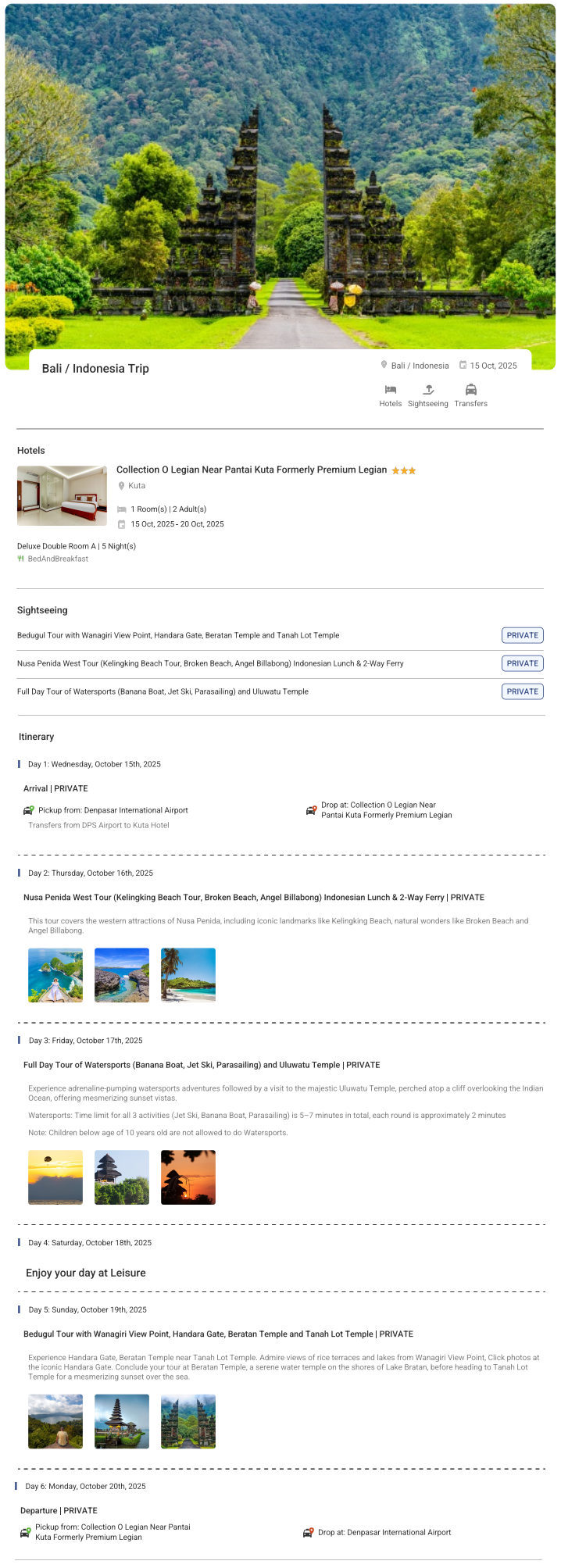 Bali 5N6D2 Adults, 1 Room with Breakfast, 3 Star Hotel with Transfers Bali Holiday Package - RideNow Holidays