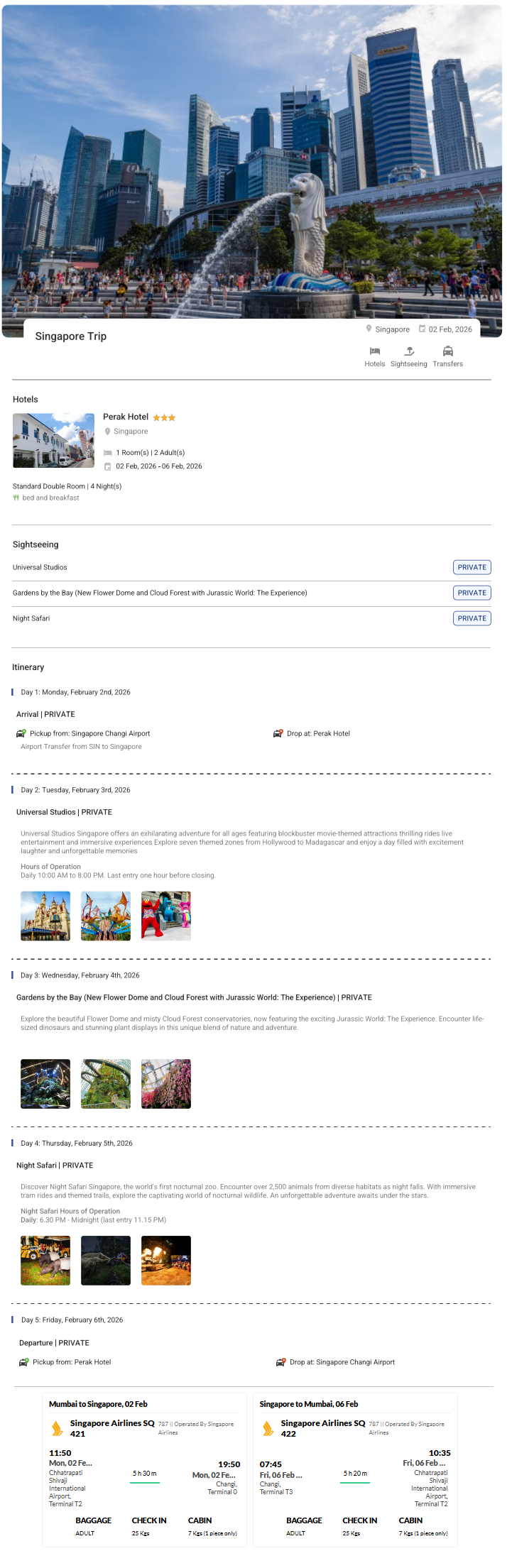 Singapore 4N5D2 Adults, 1 Room with Breakfast, 3 Star Hotel with Transfers and Flights(2 Adults, Eco Singapore Holiday Package - RideNow Holidays