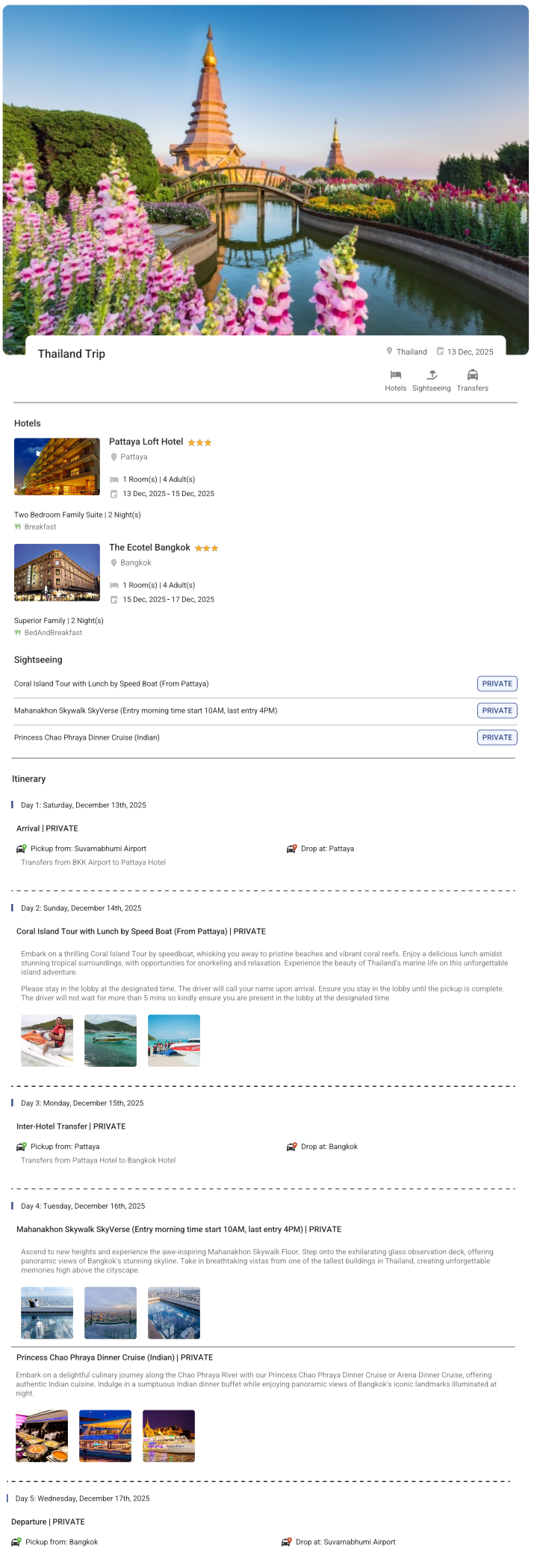 Thailand 4N5D4 Adults, 1 Room with Breakfast, 3 Star Hotel with Transfers Thailand Holiday Package - RideNow Holidays