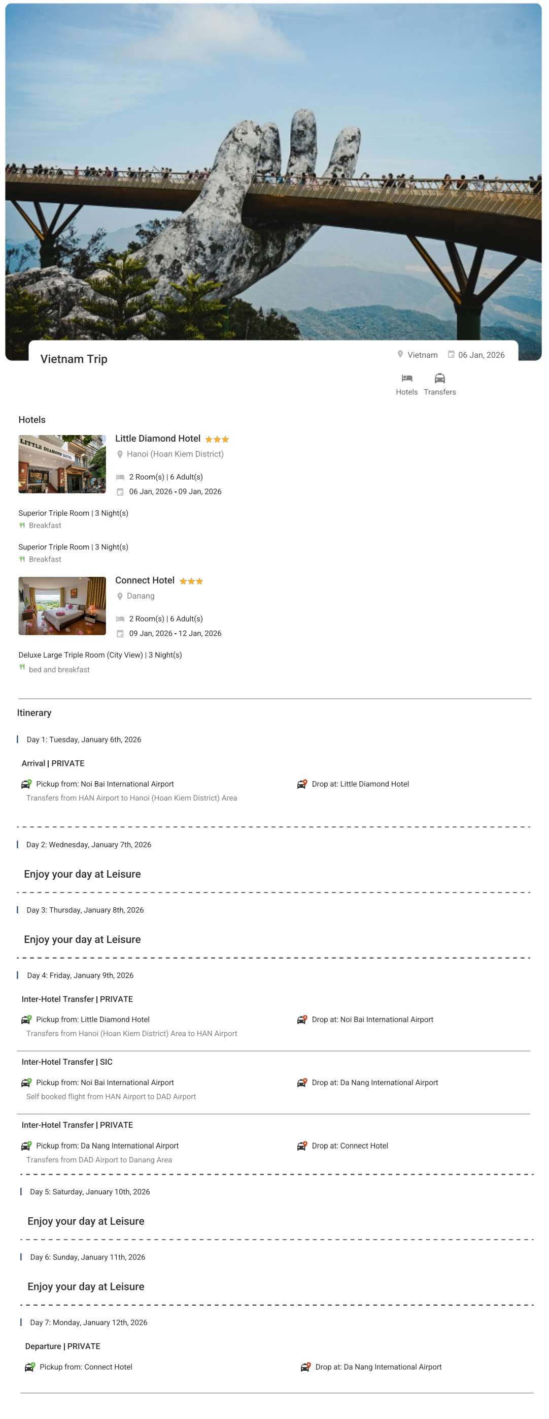 Vietnam 6N7D6 Adults, 3 Rooms with Breakfast, 3 Star Hotel with Transfers Vietnam Holiday Package - RideNow Holidays