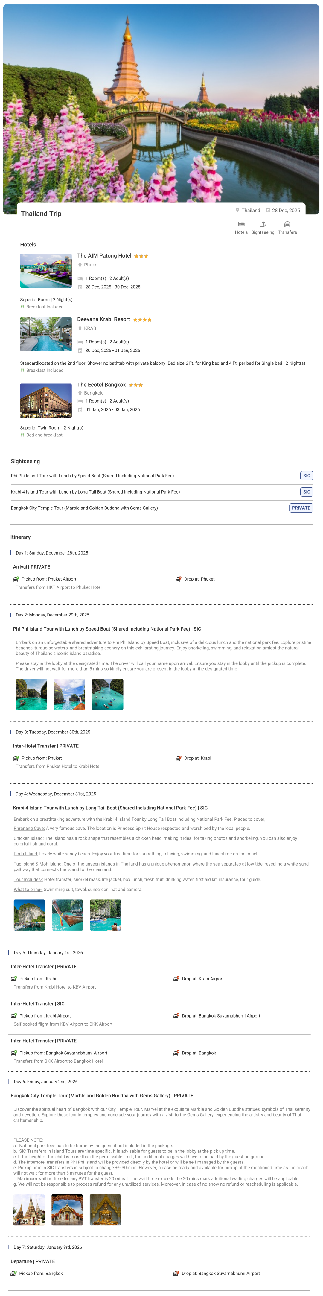 Thailand 6N7D Thailand Holiday Package - RideNow Holidays