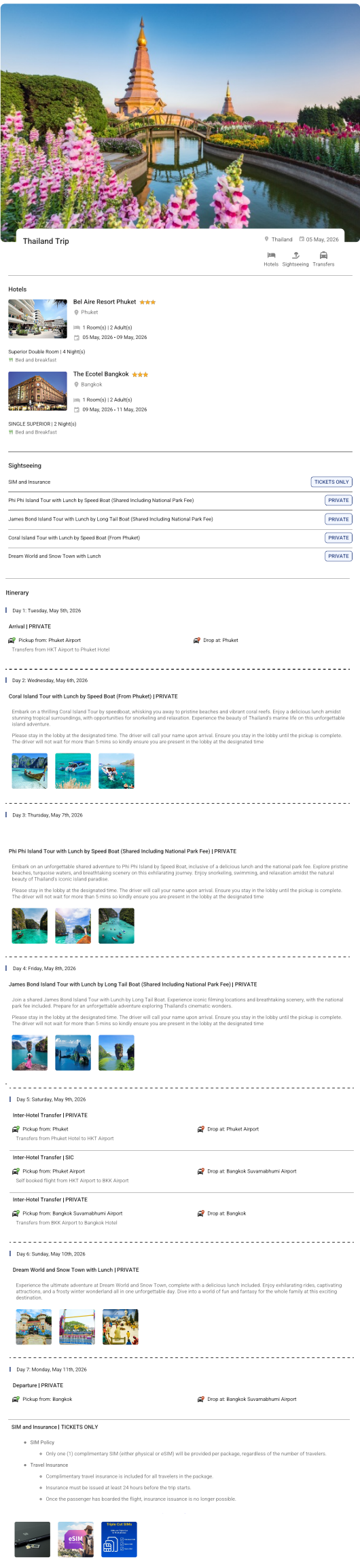 Thailand 6N7D2 Adults, 1 Room with Breakfast, 3 Star Hotel with Transfers Thailand Holiday Package - RideNow Holidays