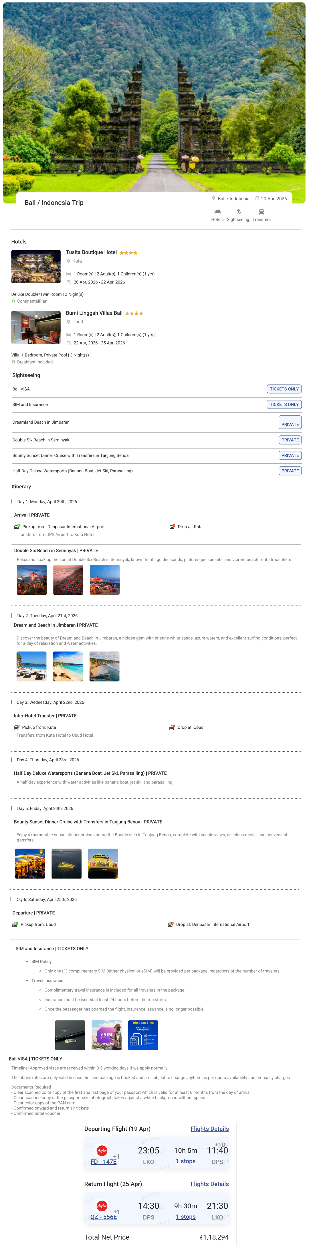 Bali 5N6D Bali Holiday Package - RideNow Holidays