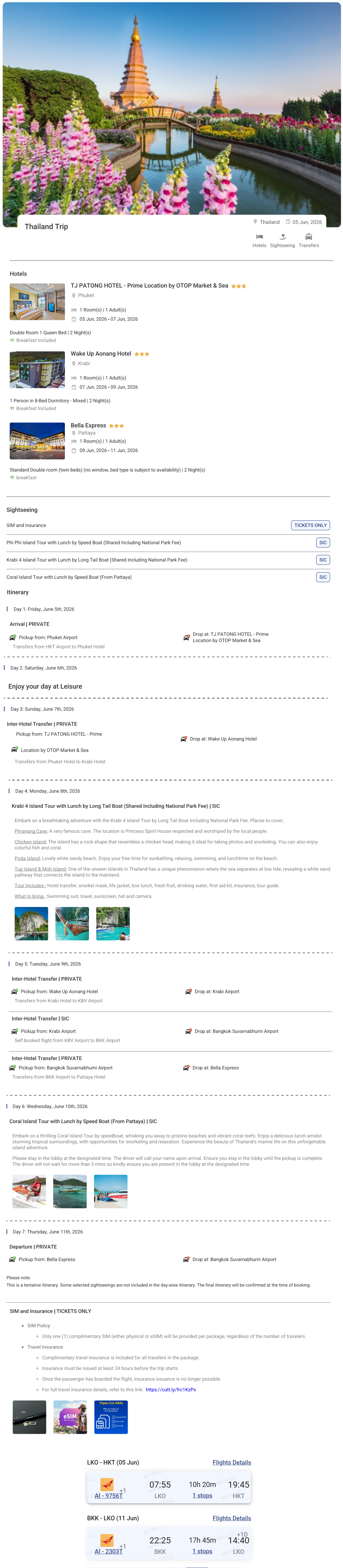 Thailand 6N7D Thailand Holiday Package - RideNow Holidays