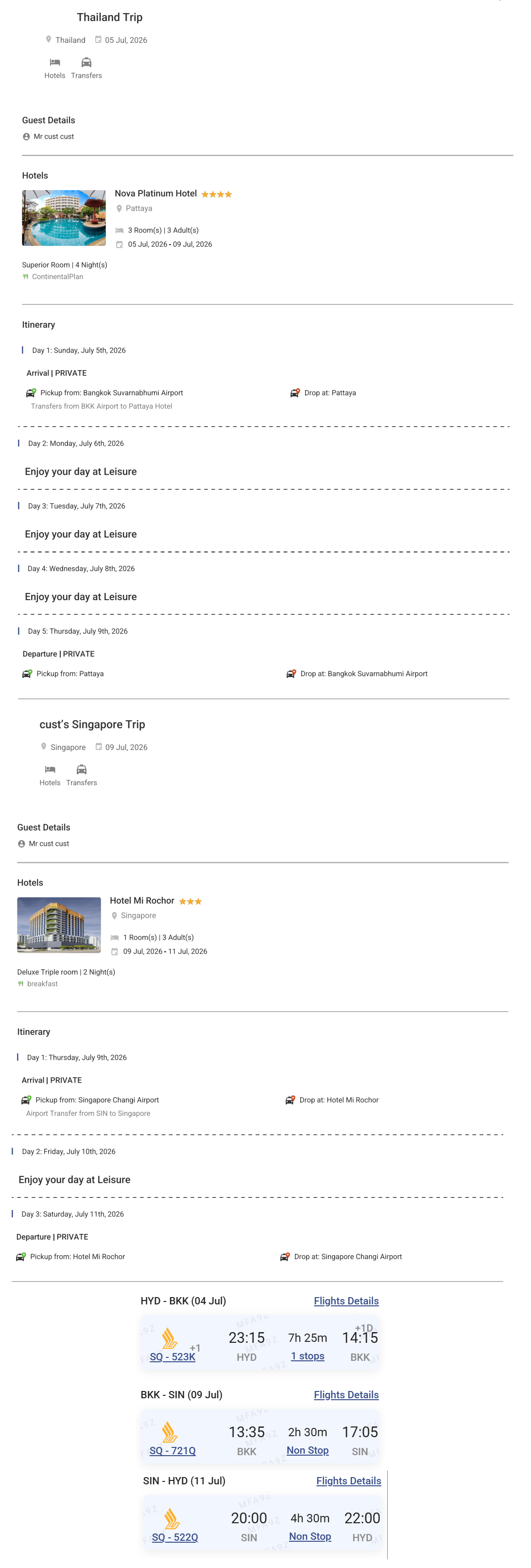 Thailand 4 N + Singapore 2 N , with Round Trip Flights(, Economy) and Singapore vis - RideNow Holidays
