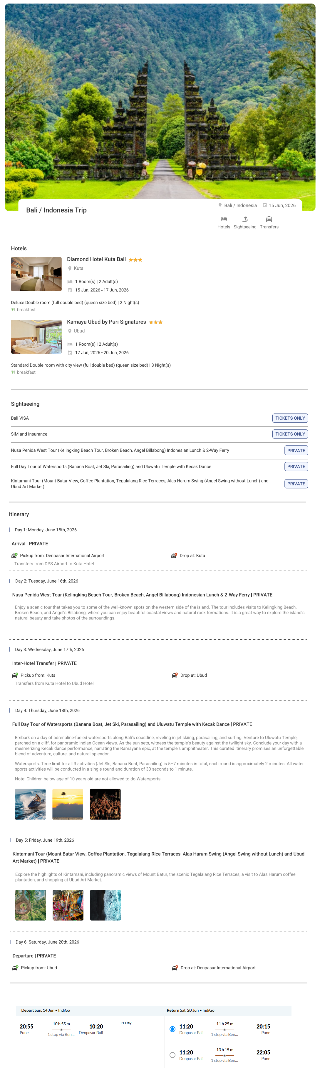 Bali 5N6D2 Adults, 1 Room with Breakfast, 3 Star Hotel with Transfers and Round Trip Flights(2 Adult Bali Holiday Package - RideNow Holidays
