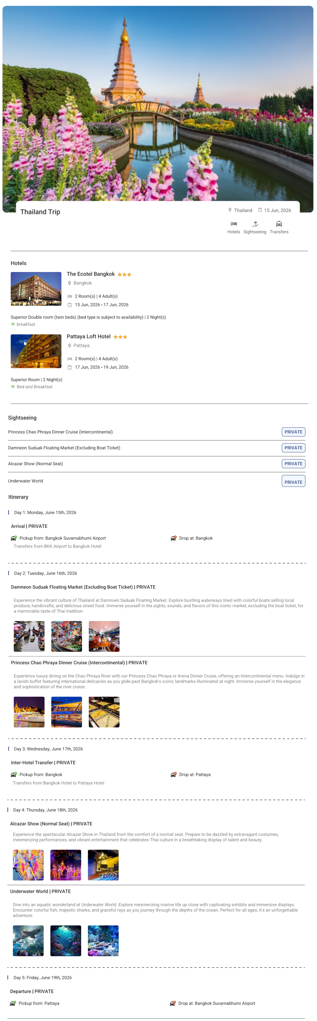 Thailand 4N5D4 Adults, 2 Room with Breakfast, 3 Star Hotel with Transfers Thailand Holiday Package - RideNow Holidays