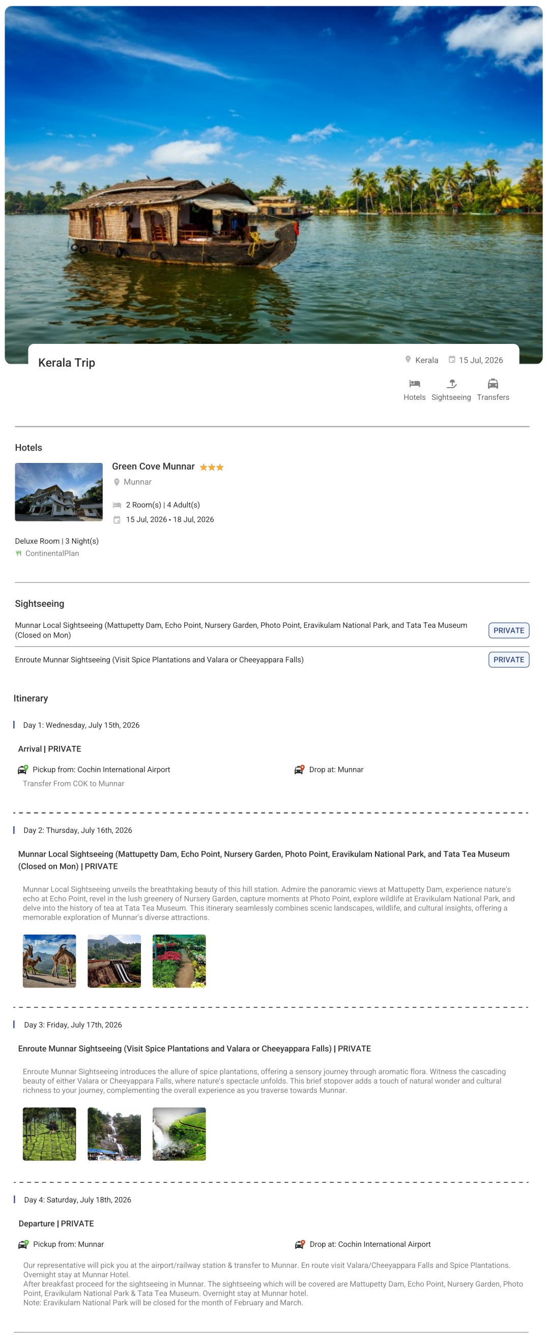 Kerala 3N4D Kerala Holiday Package - RideNow Holidays