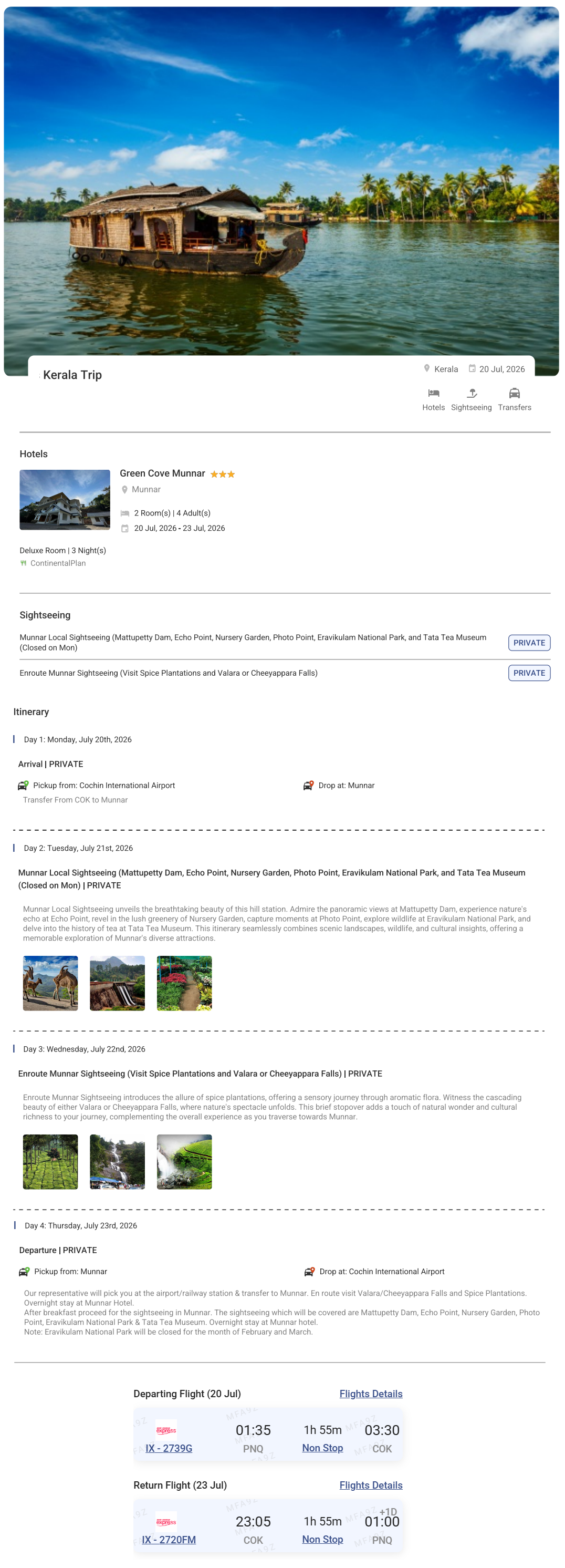 Kerala 3N4D Kerala Holiday Package - RideNow Holidays