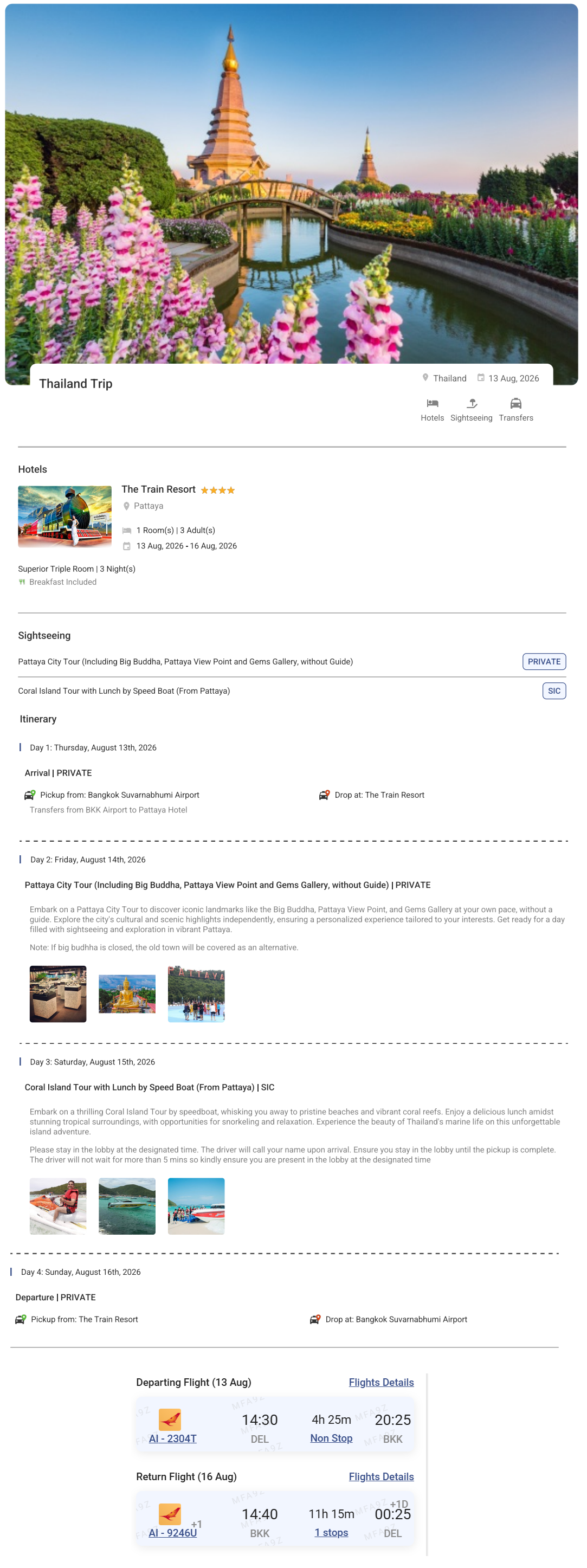 Thailand 3N4D3 Adults, 1 Room with Breakfast, 3 Star Hotel with Transfers and Round Trip Flights(Eco Thailand Holiday Package - RideNow Holidays