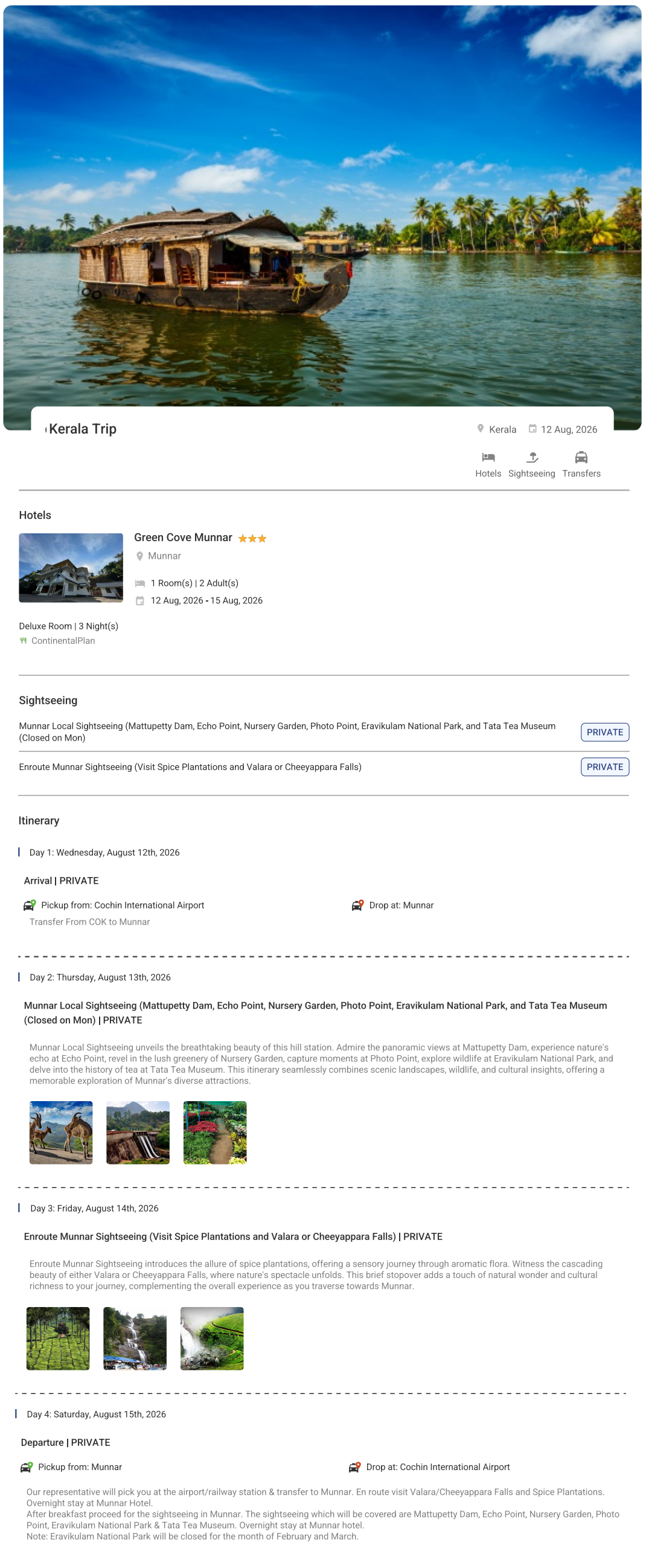 Kerala 3N4D Kerala Holiday Package - RideNow Holidays