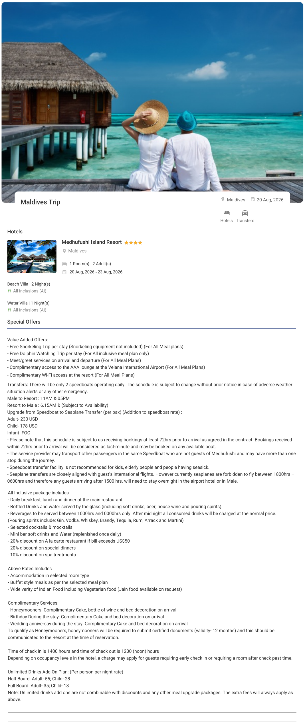 Maldives 3N4D2 Adults, 4 Star Hotel Maldives Holiday Package - RideNow Holidays
