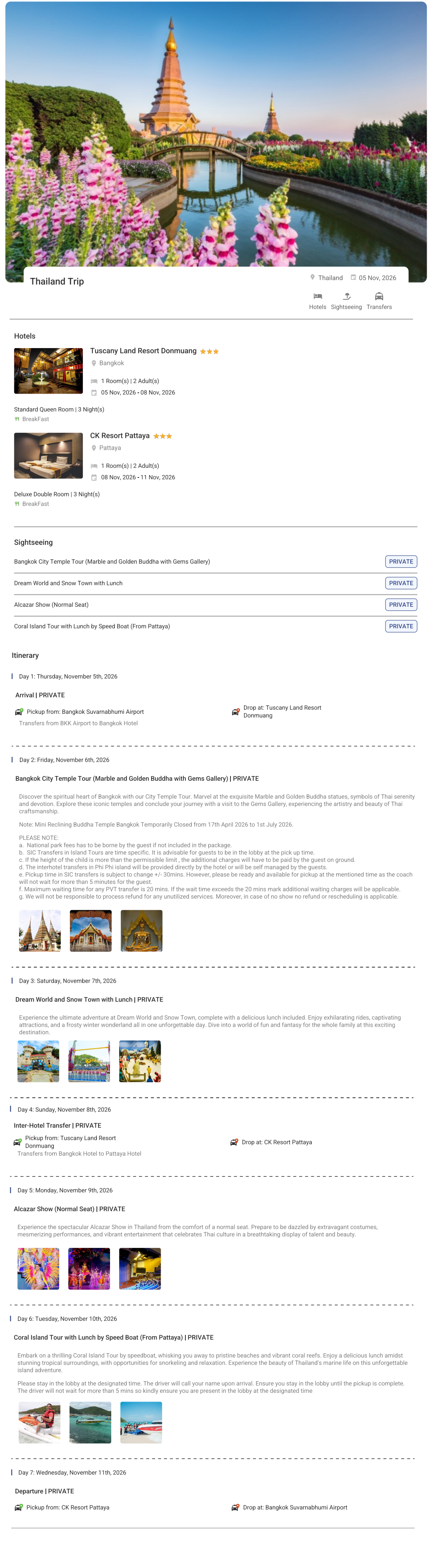 Thailand 6N7D2 Adults, 1 Room with Breakfast, 3 Star Hotel with Transfers Thailand Holiday Package - RideNow Holidays