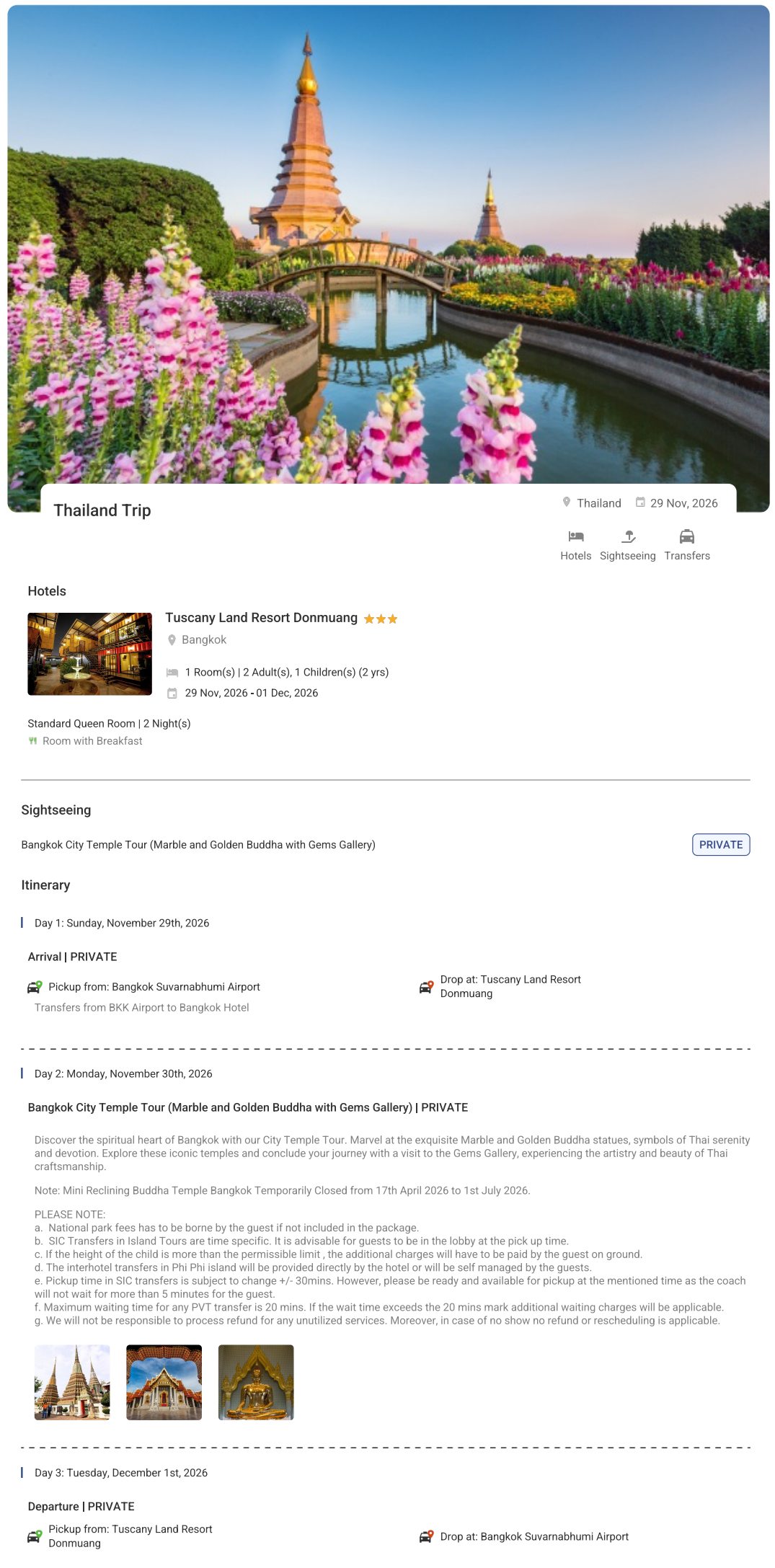 Thailand 2N3D2 Adults, 1 Kid(2yr), 1 Room with Breakfast, 3 Star Hotel with Transfers Thailand Holiday Package - RideNow Holidays
